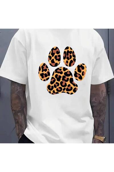 BASEPULSE Men'S T-Shirt Featuring Leopard Paw Print, Available in White As Li...