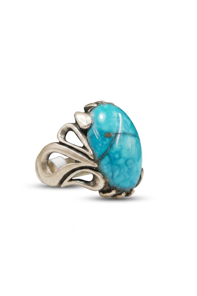Generic Men's 925 Sterling Silver Nishapur Turquoise Ring 22x10.25mm Natural ...