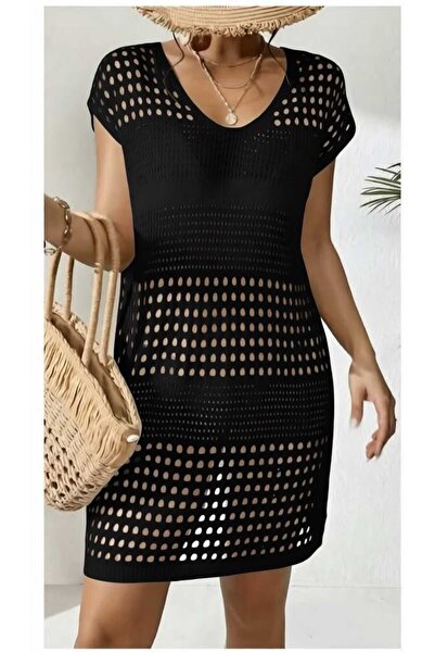 Rıdvan Aslan Women's Openwork Knitwear Beach Dress Stylish Summer Pareo Short...