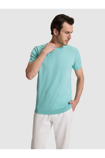Cacharel Mint Slim Fit 100% Cotton Crew Neck Knitwear T-Shirt 50320665-Vr090