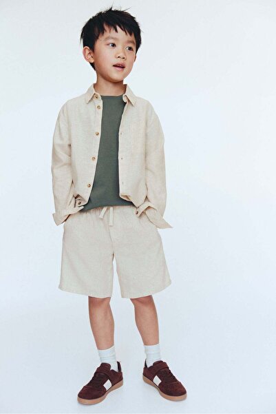 H&M Linen-blend drawstring shorts