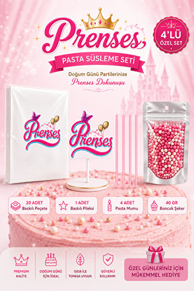 şekers hayatınıza renk katan tatlar Prenses Pasta Süsleme Seti 4'lü
