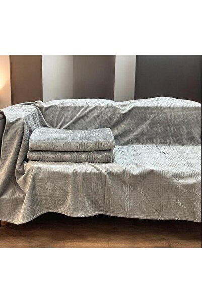 Linea Home Αντιολισθητικό βελούδινο σετ ριχτάρια 3 τεμαχίων. Γκρι vendome LH2...