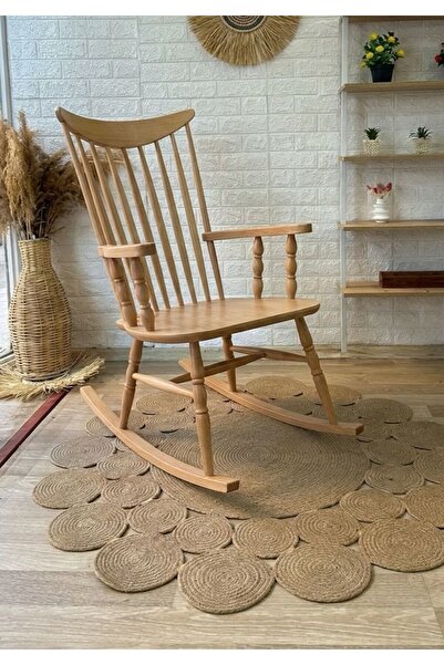 silla Teksas Sallanan Sandalye Naturel Ahşap Baba Sandalyesi