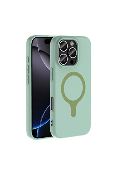 halkhouse İphone 16 Pro Kılıf Kamera Korumalı M-Safe Şarj Özellikli Kadifemsi...