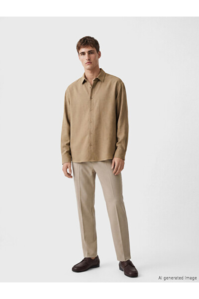 LC Waikiki Rmz Gi̇yi̇m Farkiyla Standard Fit Ke Linen Version Men's Shirt
