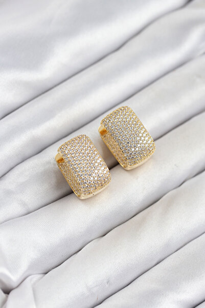 callerrons accessories Gold Color Full Zircon Stone Square Hoop Women's Earri...