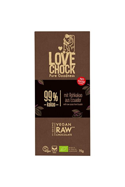 Lovechock Ciocolata raw vegana extreme dark 99% cacao,