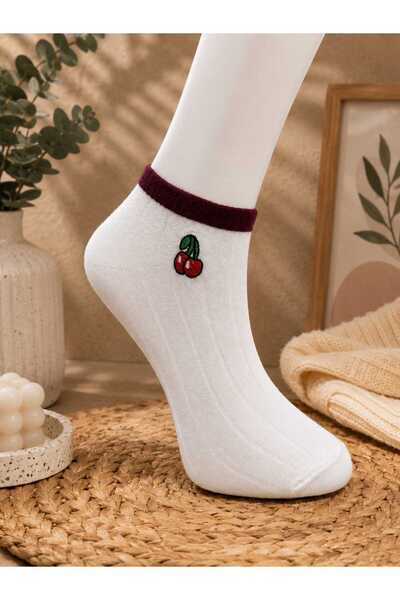 your trend socks 12 Çift Kadın Beyaz Dikişsiz Bambu Patik Çorap, Terletmeyen, Kokusuz, Pamuklu Çorap - Mevsimlik - Karışık Desen
