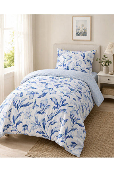 Nevora Single Duvet Cover Set Blue Floral Patterned 160X220 cm Duvet Cover Se...