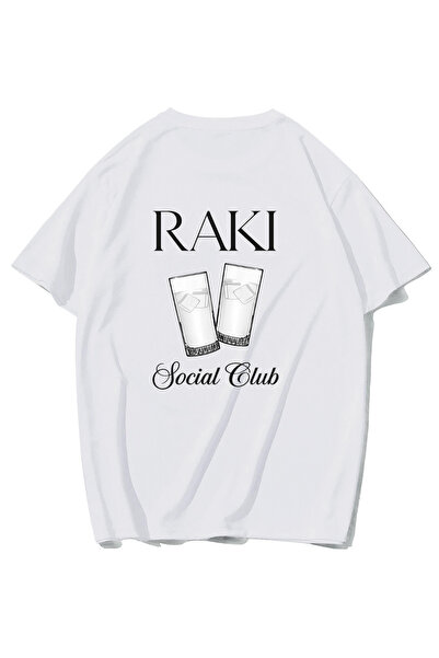 BRZ COLLECTION Unisex Oversize Rakı T-Shirt (White)