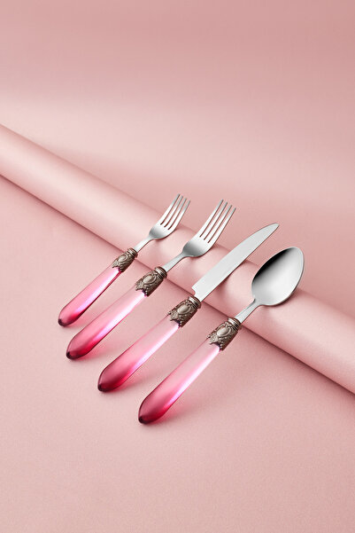 Emsan Celina 24 Piece 6 Person Cutlery Set Claret Red