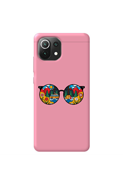 Other Xiaomi Mi 11 Lite Round Glasses Pink Colored Silicone TPU Θήκη