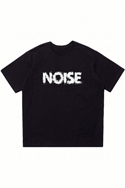 DASH WEAR Noise Printed Black Oversize Crew Neck T-Shirt