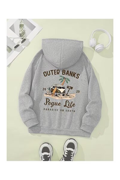 ZİYMO Unisex Hooded Sweatshirt with Back Print and Relaxed Fit