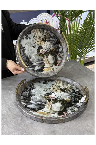 Doğudeko Adalie Round 2-Piece Polyurethane Luxury Tray