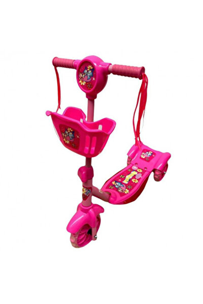 E-ANAMAG Pink Scooter with 3 Wheels, Lights, and Basket for Transport
