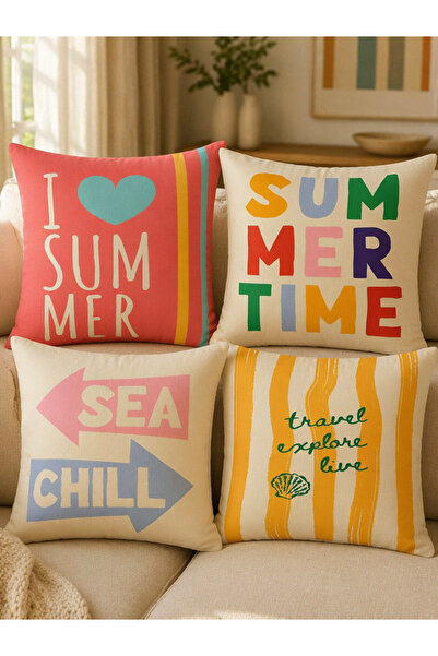 LadiesHome Modern Cottage Style 4-Piece Cushion Cover Set, 43X43 Cm, Double-S...