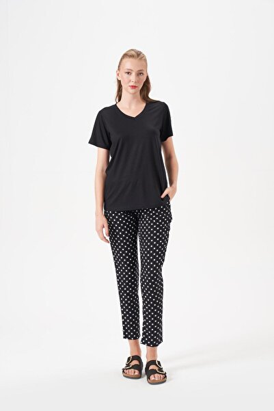 PJS طقم بيجامة نسائي أسود 29149