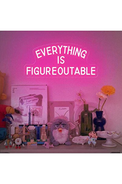 Slasa Everything Is Figureoutable LED Neon Sign Pink with 6mm Acrylic Base 30...
