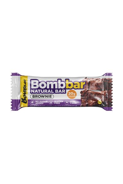 BOMBBAR Natural Protein Bar Brownie Flavor Gluten Free, High Fiber & No Sugar Added 12x60g