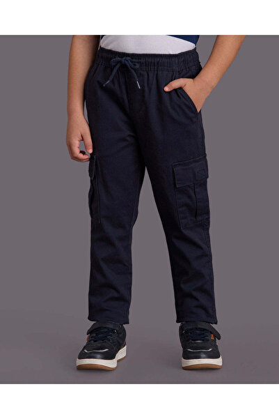 REDTAG Boys Navy Pull On Cargo Twill Jogger Pants