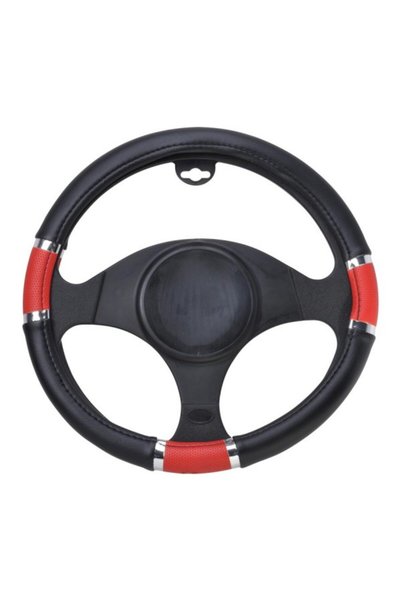 AUTOMAX Husa volan Chrome Ring Red, material cauciucat, diametru 37-39cm