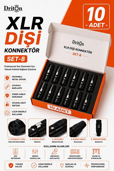 DRİTON Xlr Female Jack 10 Piece Set-8