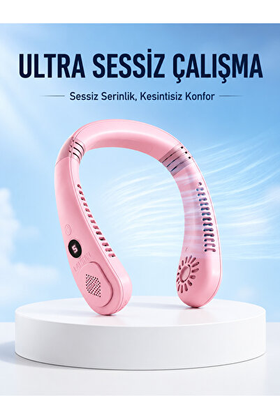 teknotrust Preminyum Pembe Şarjlı Boyun Fanı 5 Kademeli Hız Ayarlı Taşınabili...