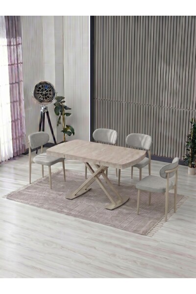 JoyMassa VENOXA 70X110 MDF MASA / 4 POLO SANDALYELİ MASA TAKIMI