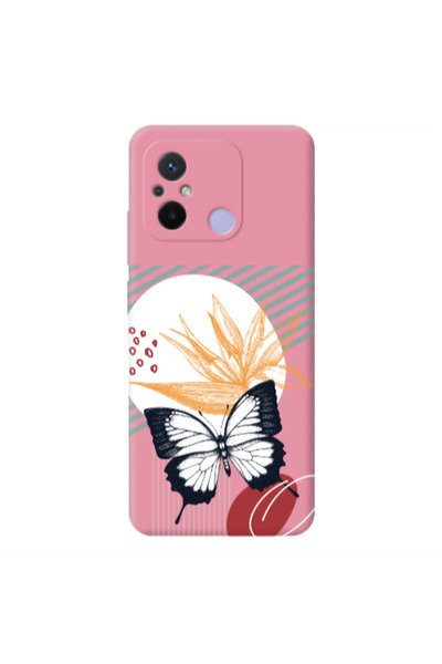 Other Xiaomi Redmi 12C Butterfly Lines Pink Colored Silicone TPU Θήκη