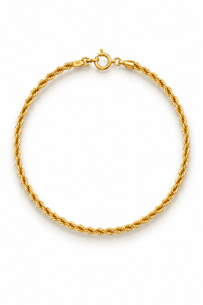KAIROS JEWELRY 14 Ayar Altın Premium Burgu Halat Zincir Bileklik