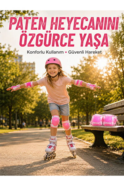 Lisinya Pembe Çocuk Kaykay Paten Scooter Bisiklet Koruyucu Dizlik -