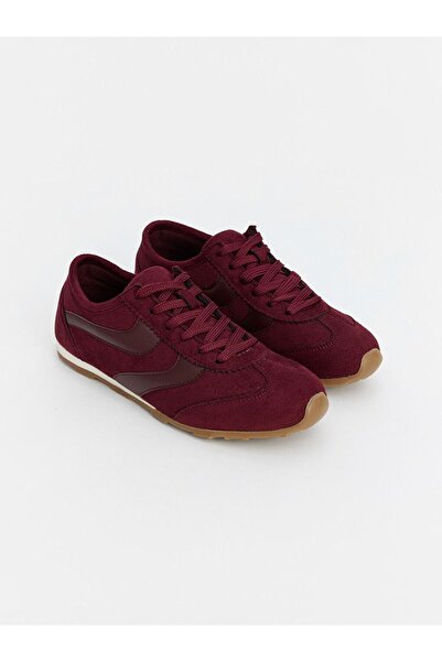 LC Waikiki Lcw Steps Burgundy Suede Look Women's Sneakers