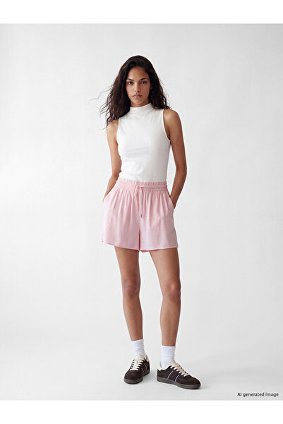 LC Waikiki Pink Women's Shorts with Elastic Waist