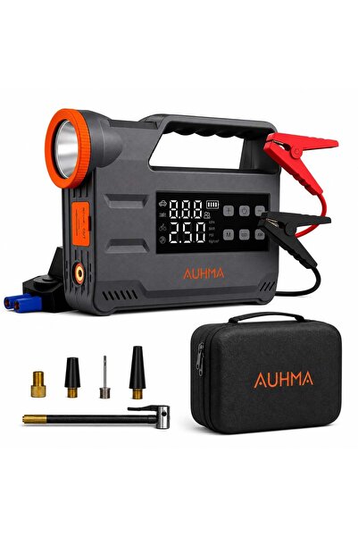 auhma A9933 4'ü 1 Arada Akü Takviye 12.000 Mah Şarjlı Hava Pompası | Powerban...