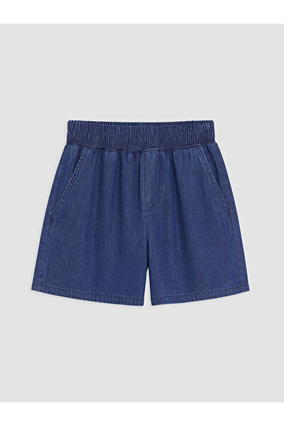 LC Waikiki Blue Elastic Waist Women's Jean Shorts