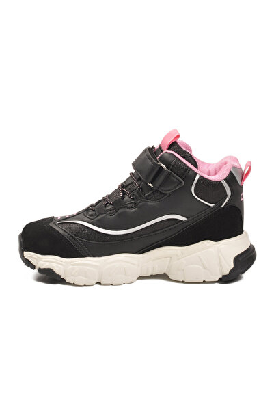 AYAKMOD Pantofi sport pentru fete cu velcro negru-roz Bella Long F