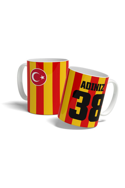 offside Kayseri Bardak Sarı Kırmızı Taraftar Kupa Forma Tasarımlı Kişiye Özel...