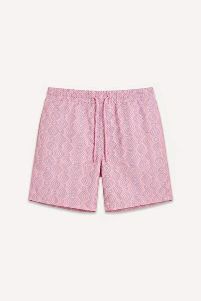 DeFacto Patterned Elastic Tied Waist Light Pink Swim Shorts I5116Ax26Hs