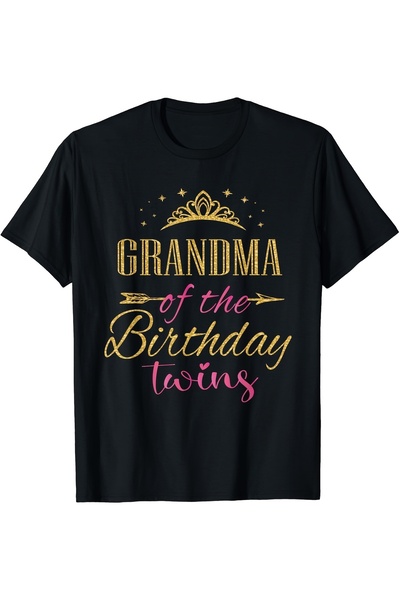 212Wear Casual T-Shirt Grandma of The Birthday Twins, Featuring Crew Neck, Pr...
