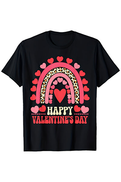 1001 Line تي شيرت Happy Leopard Heart Day مصنوع من. طباعة من جانب واحد. تي شي...