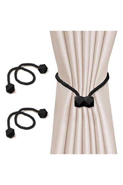 Choice 2PCS-Black 2/4pcs Curtain Tiebacks with Strong Magnet Thick Rope Desig...