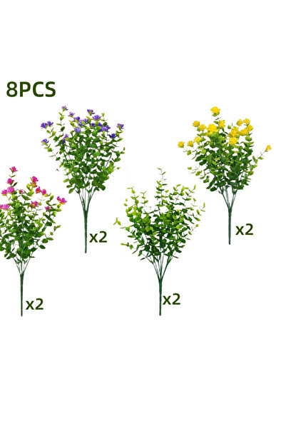 Choice 8PCS 8/12/16PCS UV-Resistant Artificial Plants - Fade-Proof Faux Flowe...