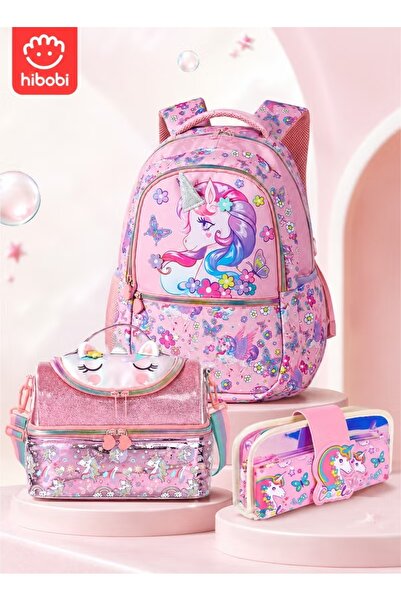 hibobi 3 PCS Unicorn School Bags Set for Girls, Cute Kids Backpack with Lunch...