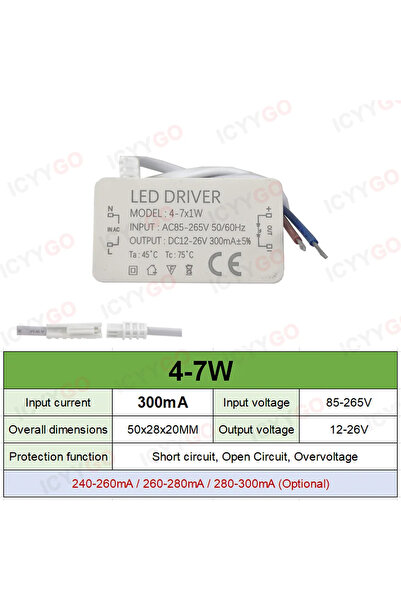 Choice4 محول طاقة LED بتيار متردد 85-265 فولت، 4-7 واط، 300 مللي أمبير، 8 واط...