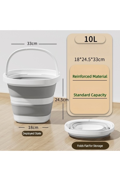 Choice1 Grey White -10L Portable Collapsible Water Bucket | Multi-Use Storage...