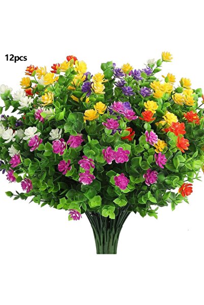 Choice11 35cm 12pcs Mixed Color Artificial Plastic Flowers Fake Eucalyptus Pl...