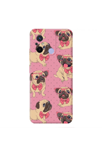 Other Xiaomi Redmi 12C Dog Spectacled Pink Colored Silicone TPU Θήκη