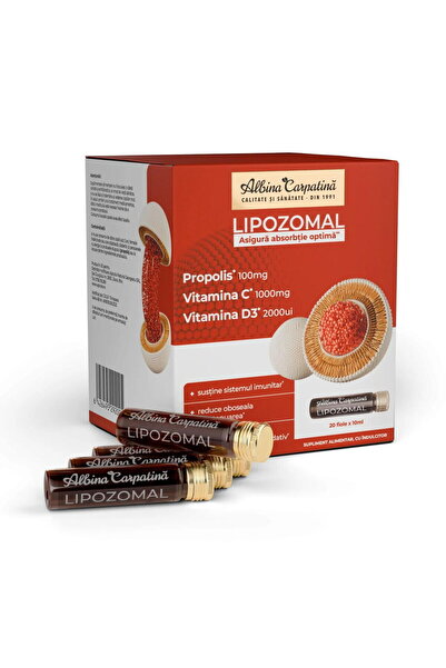 Albina Carpatina Lipozomal Propolis 100mg, Vitamina C 1000mg, Vitamina D3 200...